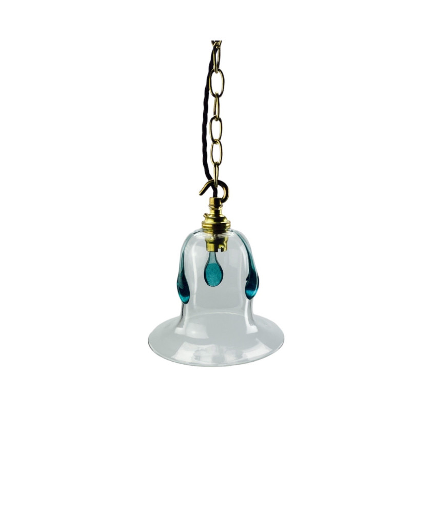 Art Deco Clear and Blue Bell Drip Light Shade Embrace Vintage Glamour